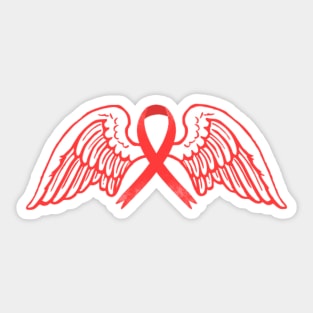 Red Awareness Ribbon with Angel Wings Sticker